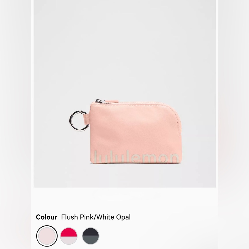 Lululemon | clippable  card pouch | flush pink / white opal color NWT